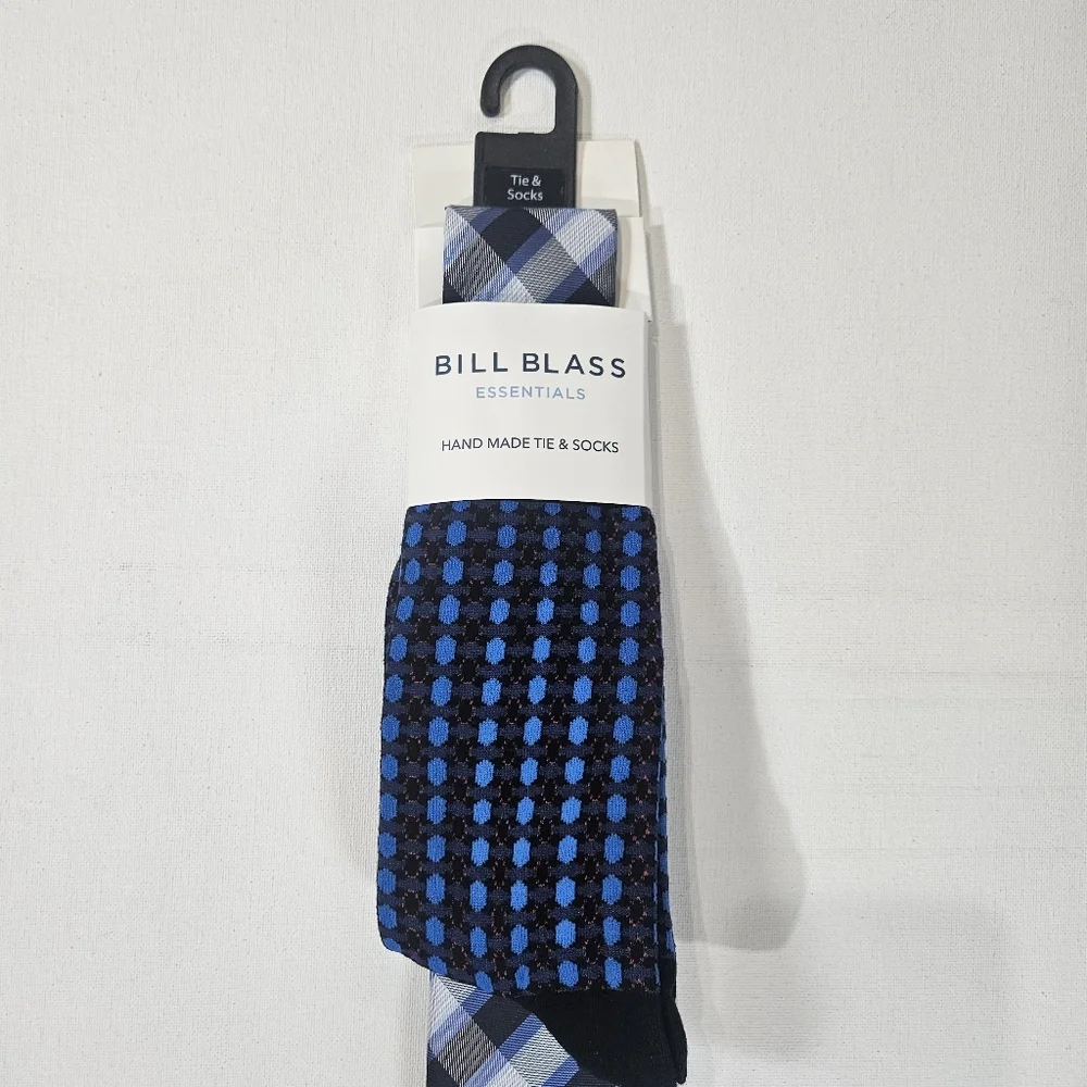 Bill Blass Tie And‎ Socks Handmade Blue Purple Mens Essentials Luxury Dress Wear